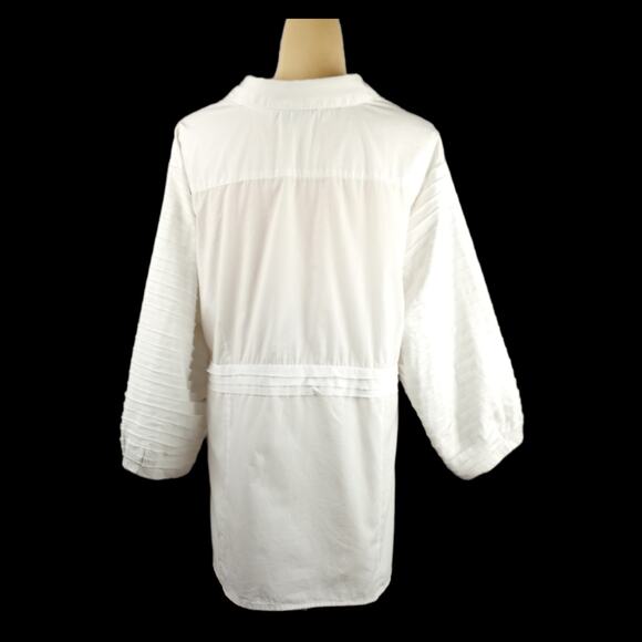 LANE BRYANT ~ Women's White Cotton Blouse With Raw Edge Layered Details ~26/28 - Picture 4 of 10